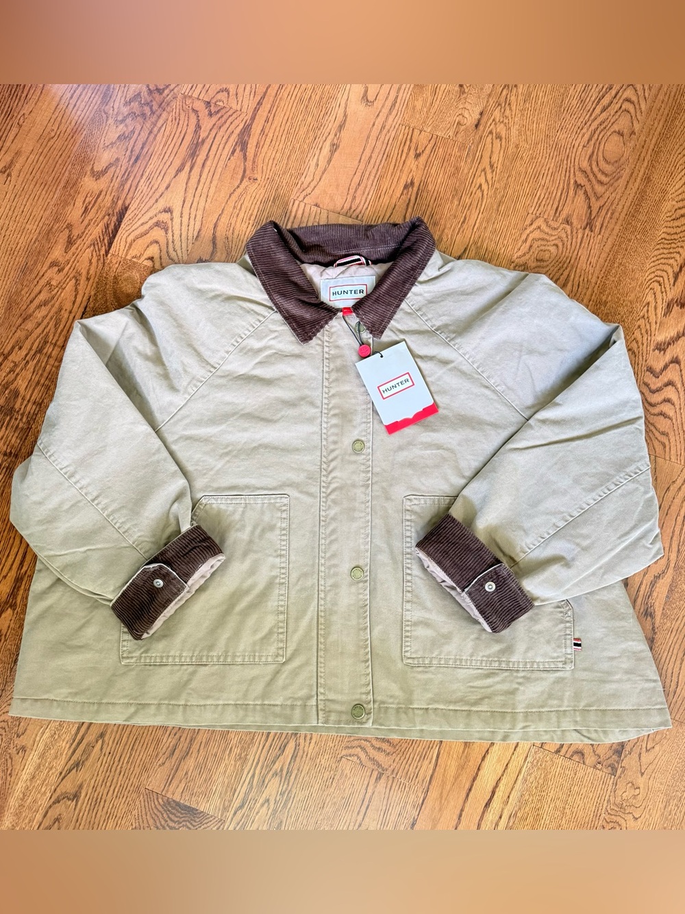 Hunter Khaki Utility Jacket | Brown Corduroy Collar | NWT